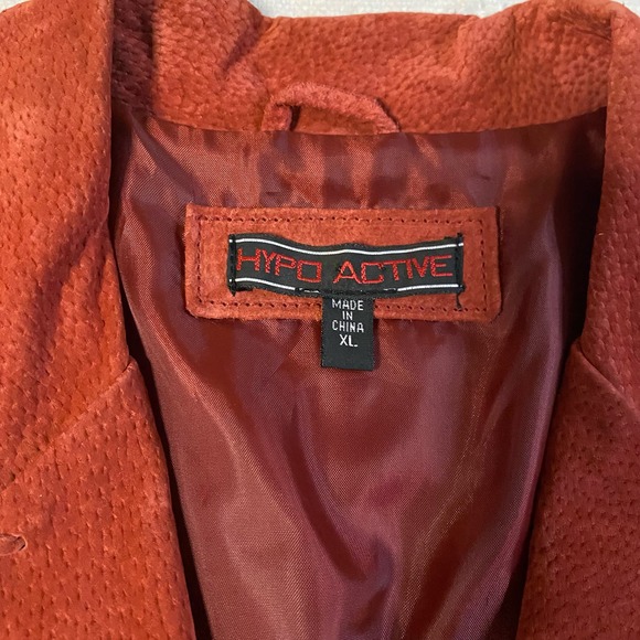 Vintage Red Y2K Hypo Active Genuine Suede Leather Jacket Blazer Size XL Oversize - Picture 3 of 8